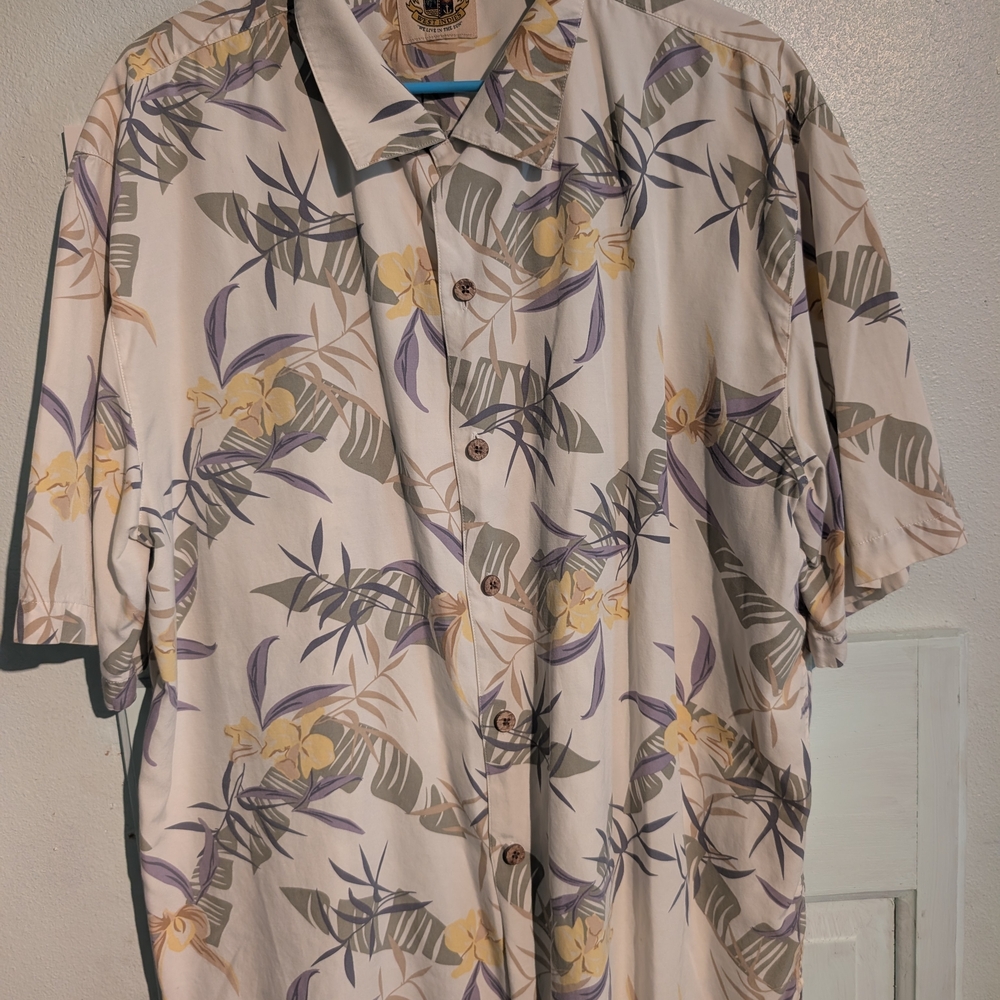 Tommy Bahama Tropical Print Shirt - Cream, Yellow, Lavender
